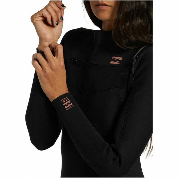 2024 Billabong Mujer Foil 3/2mm Chest Zip Neopreno ABJW100187 - Black